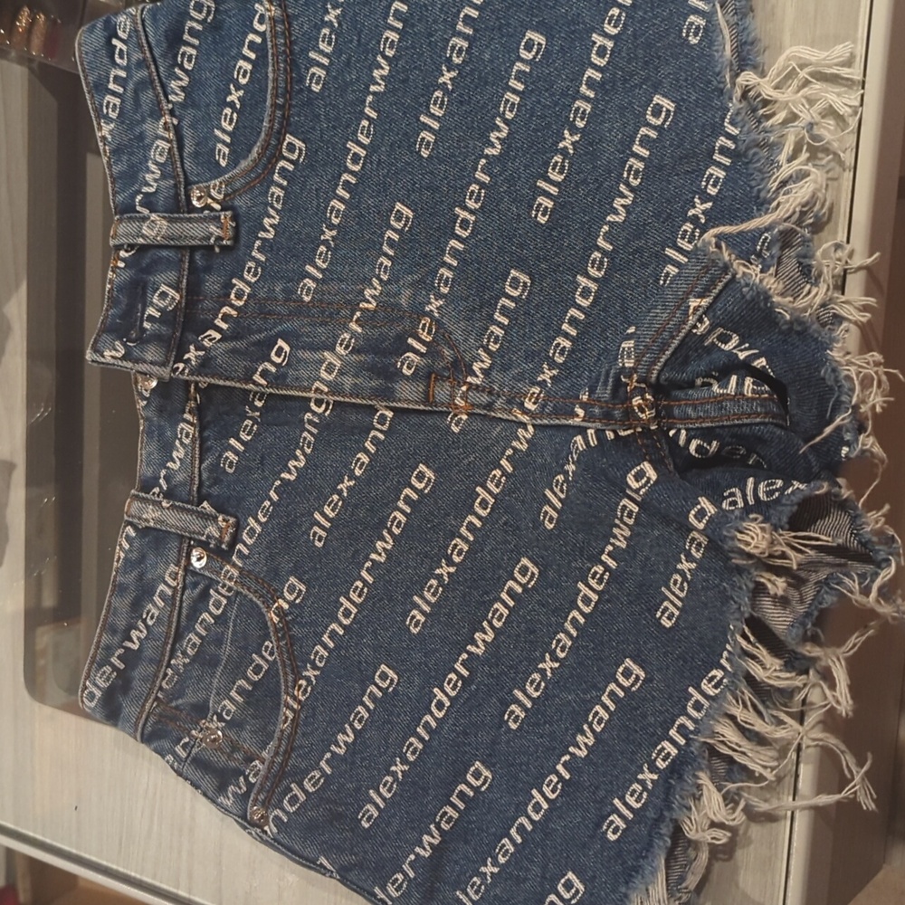 Alexander Wang Blue Logo Denim Shorts